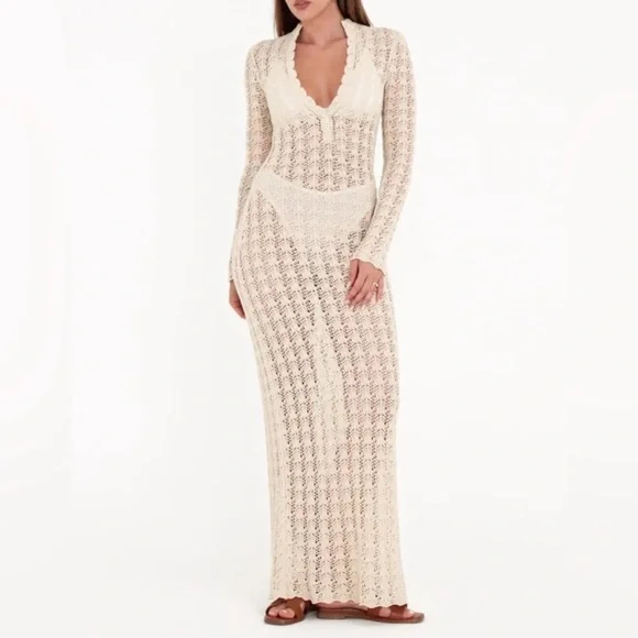 NWT RUMORED Ventura Crochet Maxi Dress - Picture 6 of 10